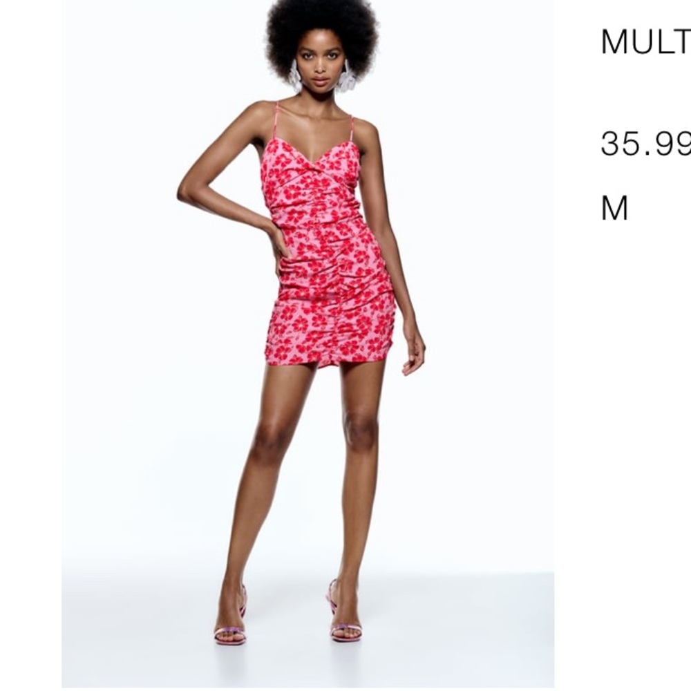 ZARA FLORAL PRINT DRAPED DRESS MULTICOLORED - REF. 9006/154